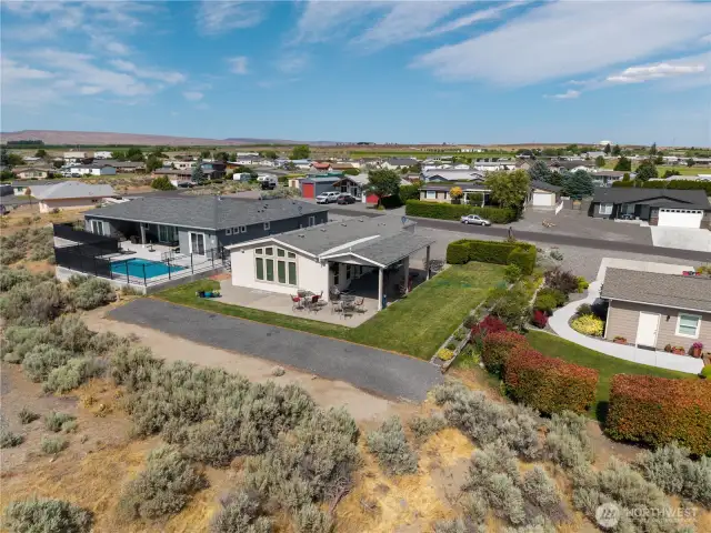 Aerial view back of home.