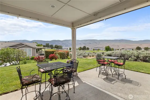 Sun shades on covered patio.