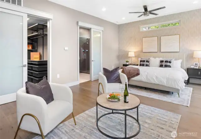 Spacious walk-in closet and serene ensuite bath in the primary.
