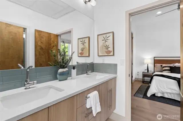 ack & Jill bath serves main-floor bedrooms with style and function.