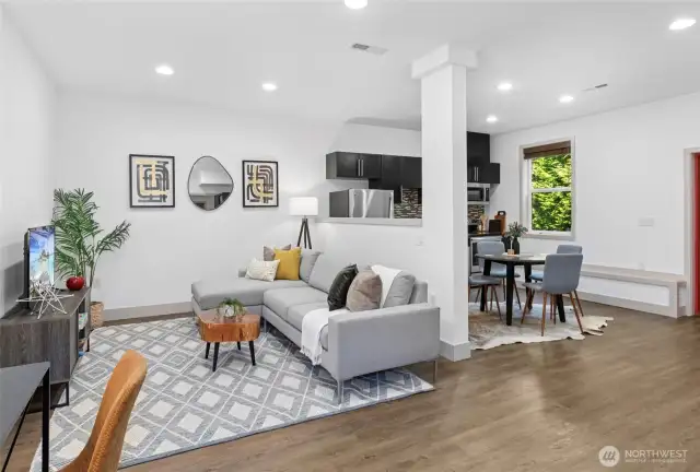 Lower-level studio for guests, hobbies, or income potential.