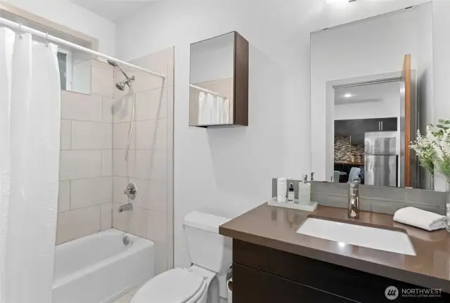 Full bath completes the lower-level suite.