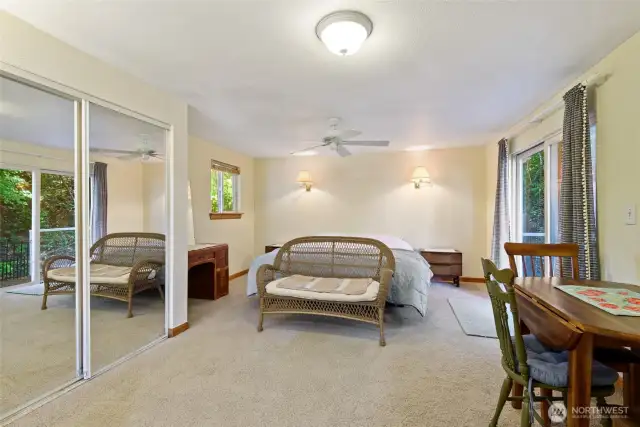 Bdrm in cabin #1 has a large King size bed.