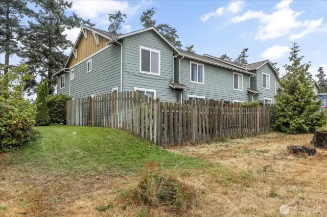 Back porch with fencing.