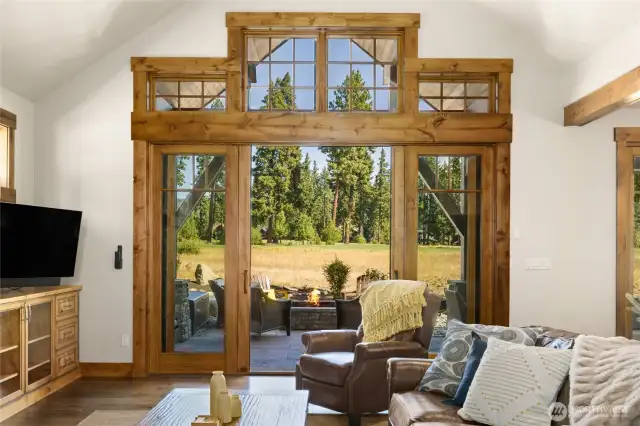 Mutual slider doors to access outdoor patio