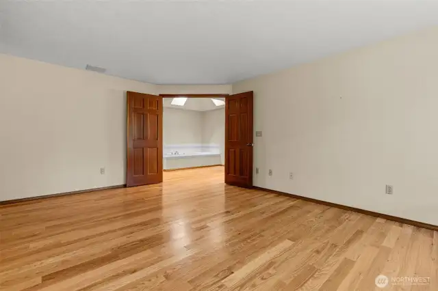 French doors to the bath area