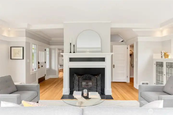 Wood burning fireplace for cozy nights in.