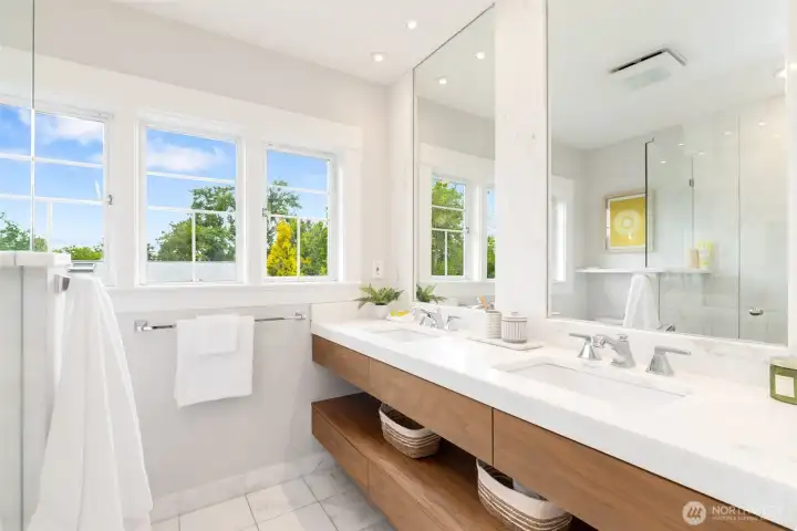 A decadent upstairs bath.