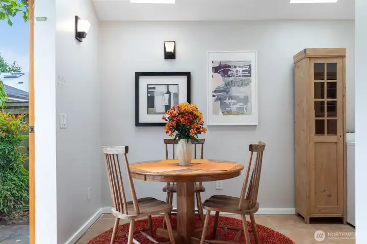 Inside you'll find a dining area...