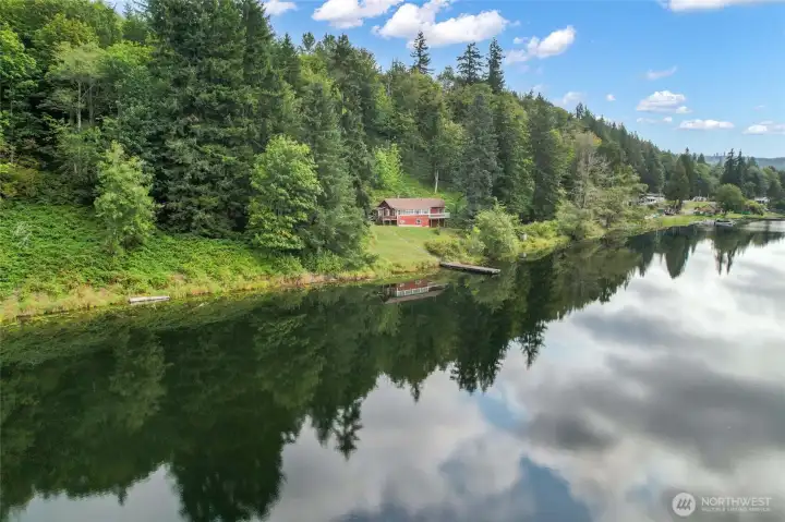 View of the cabin from the lake