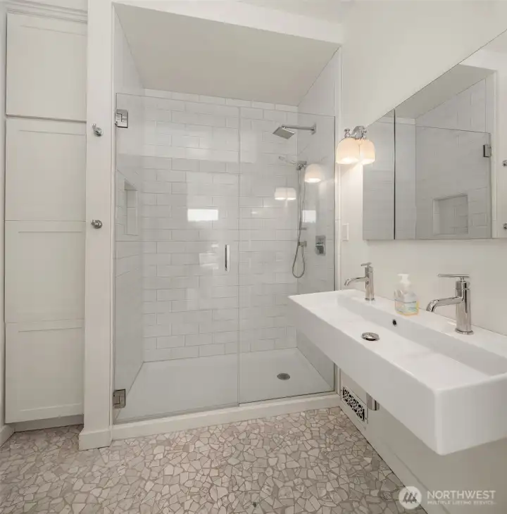 Downstairs bathroom.  All bathrooms have been beautifully updated.