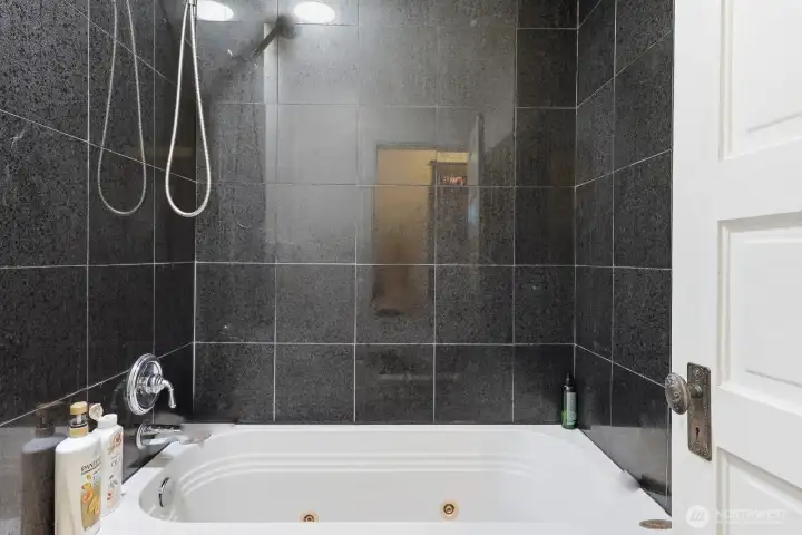 Jacuzzi tub with shower wand.