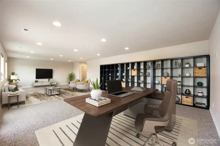 Virtually Staged Upstairs Living Room