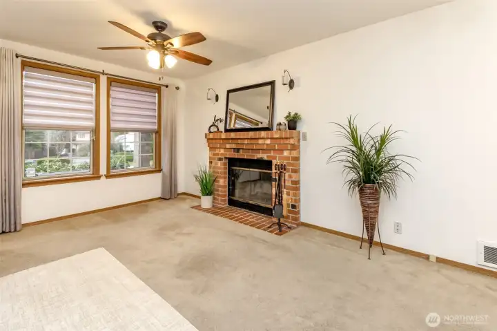 Another angle of the fireplace in the family / gathering room.