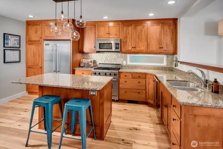 Gorgeous Kitchen is wide open to lake views