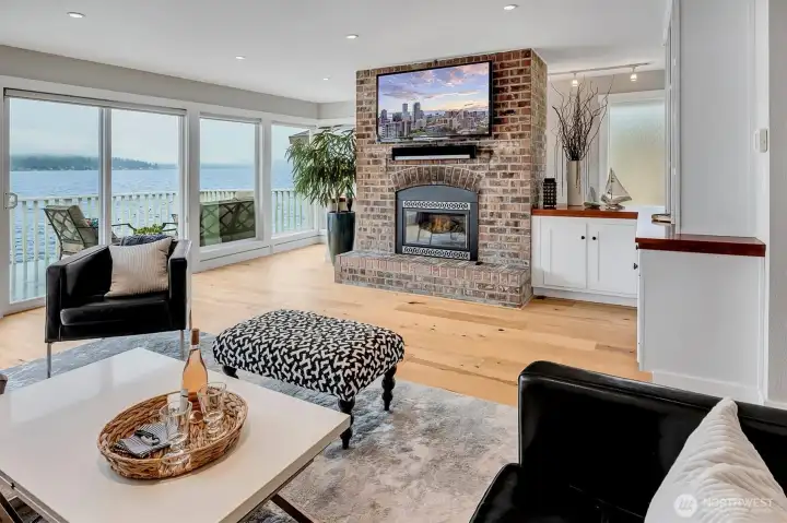 Cozy gas fireplace for cold fall evenings