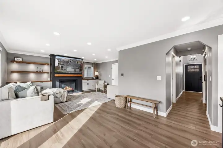 The new vinyl plank flooring extends seamlessly from the entry into the spacious family room. This home also offers several flexible areas that can easily adapt to your needs, including the kitchen nook.