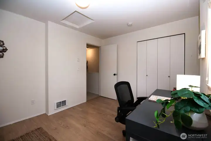 Large closet and built in shelves