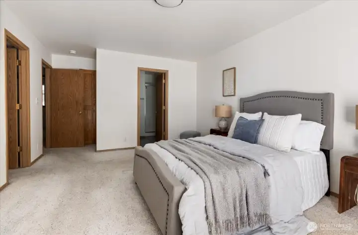 A connected, ensuite bathroom allows for ease of use and privacy