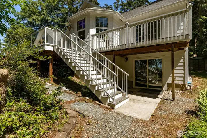 Access to the basement room through the sliding glass doors.