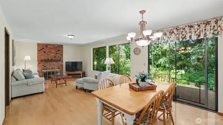 Quality hardwood floor in entrance, family room & kitchen eating area. Quality hardwood floor in entrance, family room & kitchen eating area.