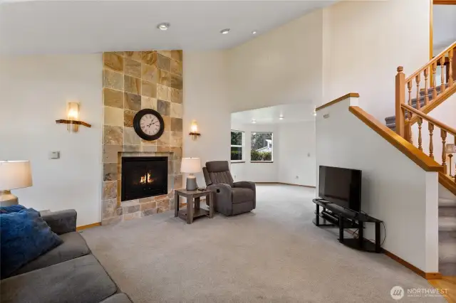 Very pretty space with vaulted ceilings and natural light from the windows and skylight.