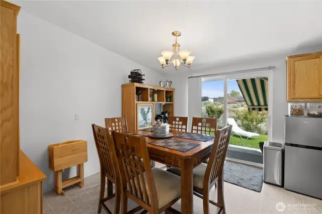 Dining room with sliding glass door to back patio.