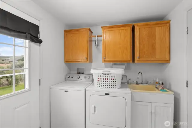 Laundry room washer and dryer convey.