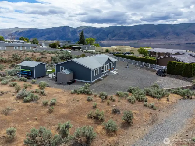 Aerial view side of home.