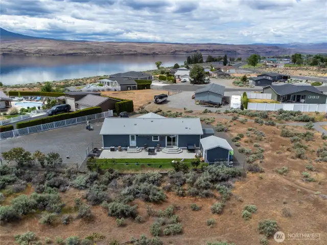Aerial view back of home.