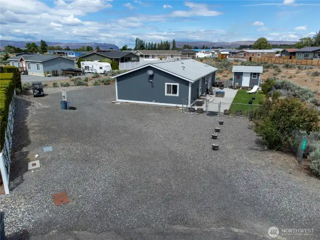Aerial view front street.