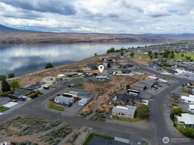 Aerial view facing Columbia River.