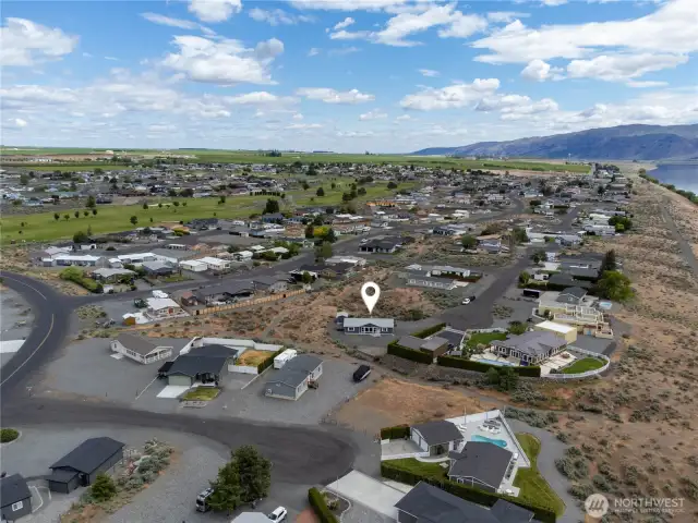 Aerial view of home.