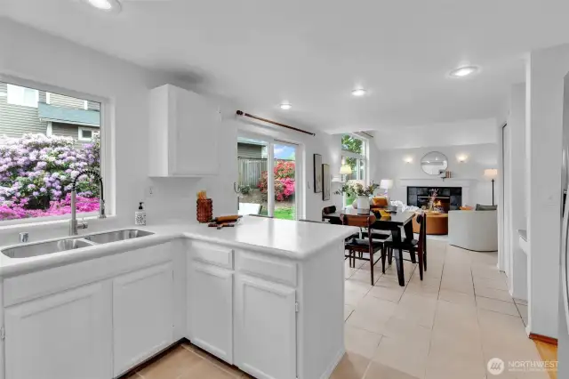 Open concept living for this space overlooking the deck and backyard.