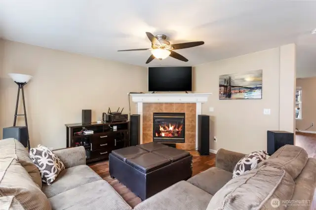 Cozy gas fireplace in main living room