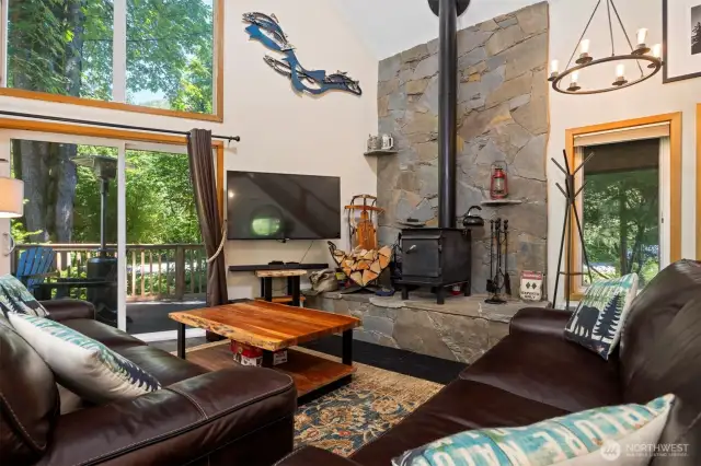 Free standing wood stove.