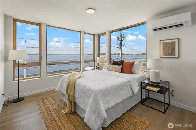 Primary Bedroom with Sweeping views of the Sound.