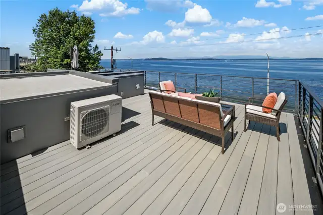 Entertain as you Watch cruise ships, ferries, and sailboats glide across 180° vistas of Puget Sound, the Olympics, Magnolia, and Queen Anne from every room and expansive rooftop deck.