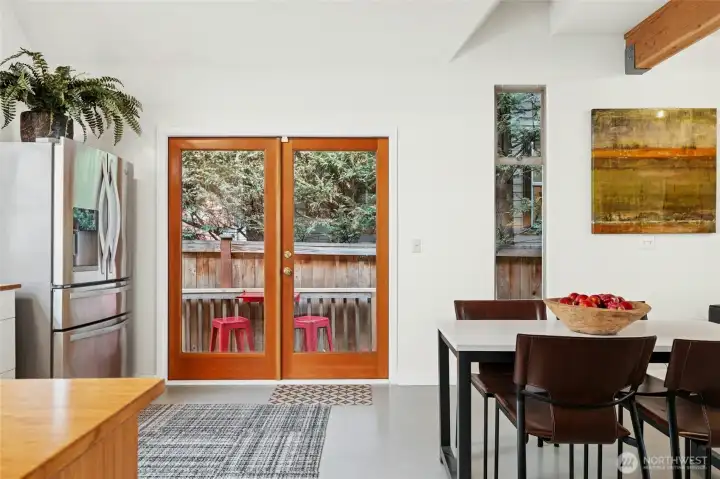 French doors to side deck - perfect for morning coffee