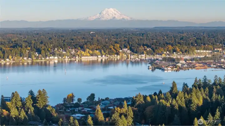 MT. RAINIER VIEW | The view from this home isn't exactly like this gorgeous aerial view of Mt. Rainier across the bay, but you do get to enjoy a look at it from your front yard.