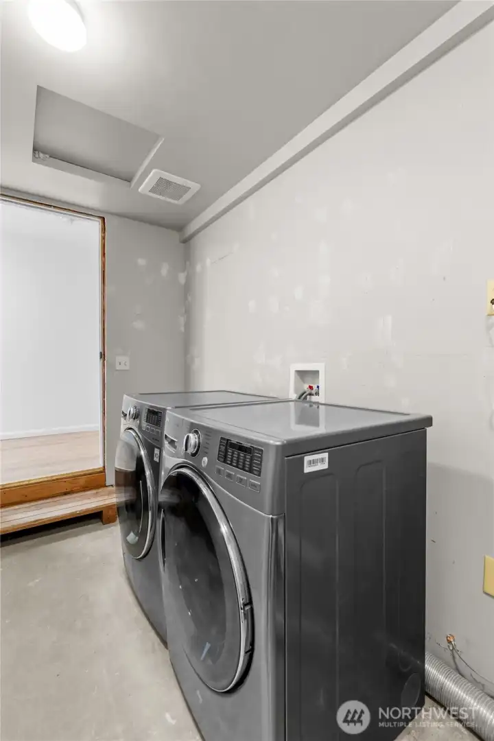 LAUNDRY ROOM | The laundry room shares space with the radiant heat system and is located in the west wing hallway.
