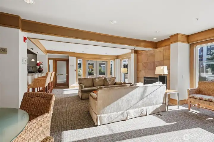 Ballard Place lounge that leads to the south facing patio.