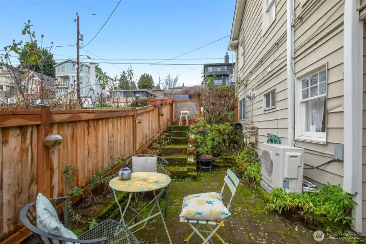 Large, private lower level garden and patio.