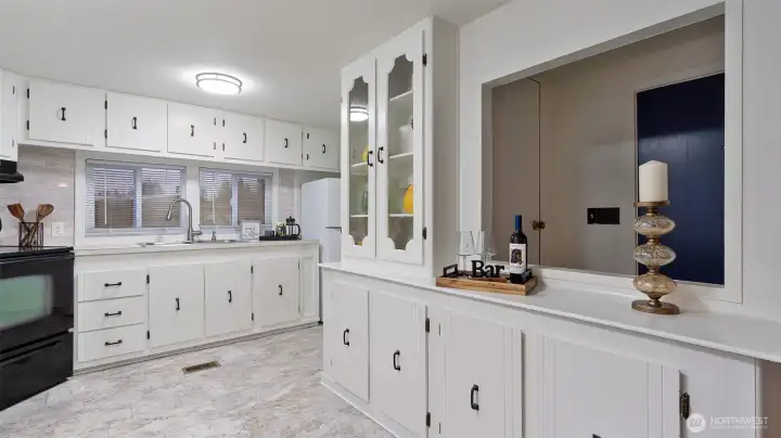 The built-in china cabinet has plenty of space for all your collectibles