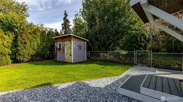 A nice fully fenced in backyard!