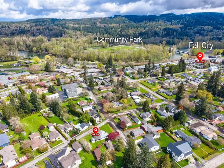 Aerial of Fall City Neighborhood