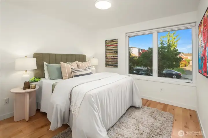Secondary bedroom on first level with large closet Secondary bedroom on first level with large closet