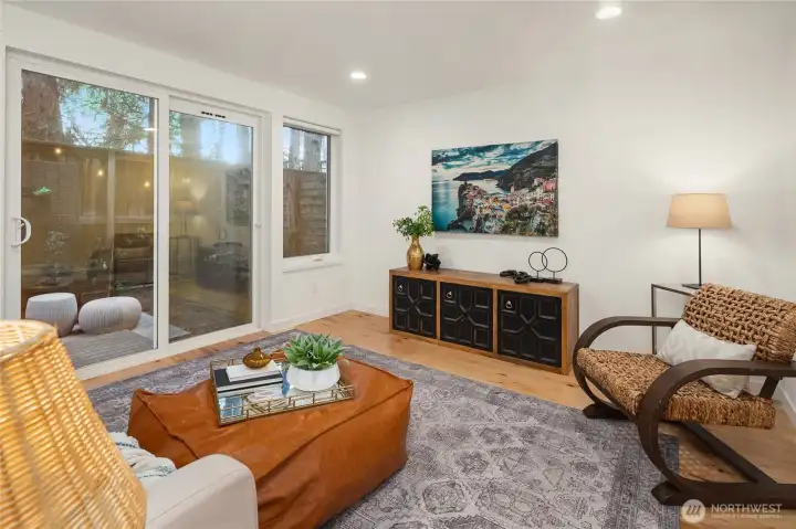Third bedroom or office/ flex room with private garden patio. Garden is fully fenced Third bedroom or office/ flex room with private garden patio. Garden is fully fenced