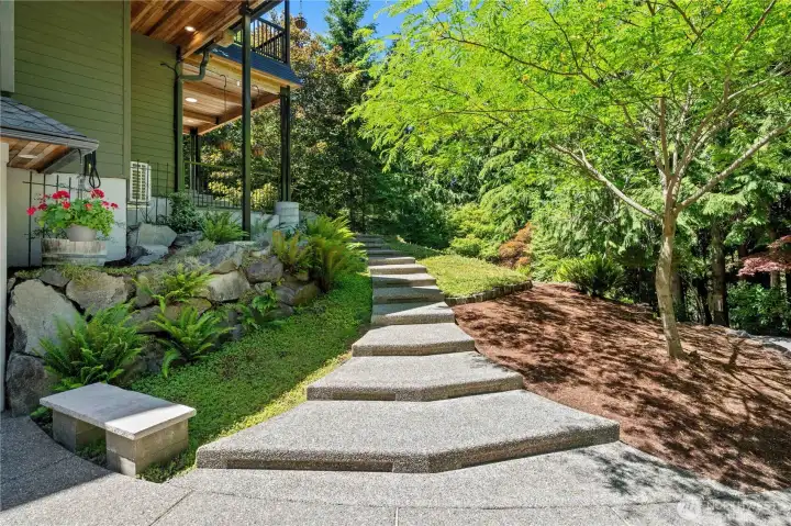 Entry stairs from the driveway to the front door. Entry stairs from the driveway to the front door.
