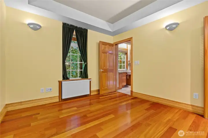 Brazilian Hardwood flooring flows through bedroom 3. Brazilian Hardwood flooring flows through bedroom 3.